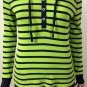 LRL Lauren Active Ralph Lauren Womens Striped Hoodie Pullover Neon Navy Size M