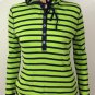 LRL Lauren Active Ralph Lauren Womens Striped Hoodie Pullover Neon Navy Size M