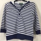 Lauren Ralph Lauren Womens White & Navy Striped 3/4 Sleeve Pullover Hoodie Sz L Lauren Ralph Lauren Womens White & Navy Striped 3/4 Sleeve Pullover Hoodie Sz L