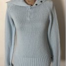 Polo Jeans Co. Ralph Lauren Women's Snap Button Mock Neck Sweater Blue Sz M