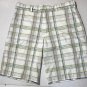 Nike Golf Shorts Dri-Fit Mens Shorts White/Green/Blue Check Size 32