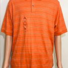 Izod Mens Orange Striped Short Sleeve Cotton Polo Shirt Sz L