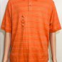 Izod Mens Orange Striped Short Sleeve Cotton Polo Shirt Sz L