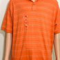Izod Mens Orange Striped Short Sleeve Cotton Polo Shirt Sz L