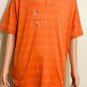 Izod Mens Orange Striped Short Sleeve Cotton Polo Shirt Sz L