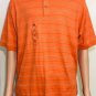 Izod Mens Orange Striped Short Sleeve Cotton Polo Shirt Sz L