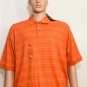 Izod Mens Orange Striped Short Sleeve Cotton Polo Shirt Sz L