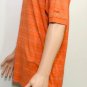 Izod Mens Orange Striped Short Sleeve Cotton Polo Shirt Sz L