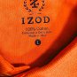 Izod Mens Orange Striped Short Sleeve Cotton Polo Shirt Sz L