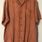 Tommy Bahama Men’s 100% Silk Hawaiian S/S Button Camp Shirt Coral Orange Sz L