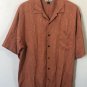 Tommy Bahama Men&acirc;��s 100% Silk Hawaiian S/S Button Camp Shirt Coral Orange Sz L
