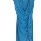 Black Label By Evan Picone Blue Stretch Ruched Dress Sz 6