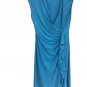 Black Label By Evan Picone Blue Stretch Ruched Dress Sz 6