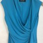 Black Label By Evan Picone Blue Stretch Ruched Dress Sz 6