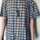 Roundtree & Yorke Men's Short Sleeve Button Down Brown Plaid Shirt Sz XL Roundtree & Yorke Men's Short Sleeve Button Down Brown Plaid Shirt Sz XL