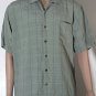 Tommy Bahama 100% Silk Hawaiian Shirt Men's Green Plaid Short Sleeve Sz M