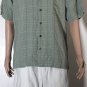 Tommy Bahama 100% Silk Hawaiian Shirt Men's Green Plaid Short Sleeve Sz M