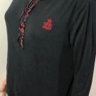 Lauren Ralph Lauren Womens Henley Long Sleeve Top Shirt Black Sz M