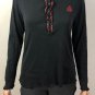Lauren Ralph Lauren Womens Henley Long Sleeve Top Shirt Black Sz M