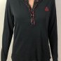 Lauren Ralph Lauren Womens Henley Long Sleeve Top Shirt Black Sz M
