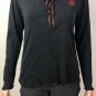 Lauren Ralph Lauren Womens Henley Long Sleeve Top Shirt Black Sz M
