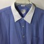 J Crew Men's Tailored Slim Fit  White Collar Blue Casual Button Down Shirt Sz XL