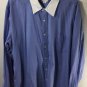 J Crew Men's Tailored Slim Fit  White Collar Blue Casual Button Down Shirt Sz XL
