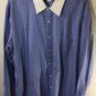 J Crew Men's Tailored Slim Fit  White Collar Blue Casual Button Down Shirt Sz XL
