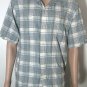 Tommy Bahama Silk Cotton Hawaiian Shirt Men's Blue Gray Plaid Short Sleeve Sz L