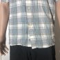 Tommy Bahama Silk Cotton Hawaiian Shirt Men's Blue Gray Plaid Short Sleeve Sz L