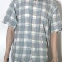 Tommy Bahama Silk Cotton Hawaiian Shirt Men's Blue Gray Plaid Short Sleeve Sz L