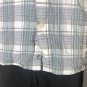 Tommy Bahama Silk Cotton Hawaiian Shirt Men's Blue Gray Plaid Short Sleeve Sz L