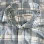 Tommy Bahama Silk Cotton Hawaiian Shirt Men's Blue Gray Plaid Short Sleeve Sz L