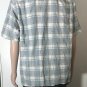 Tommy Bahama Silk Cotton Hawaiian Shirt Men's Blue Gray Plaid Short Sleeve Sz L