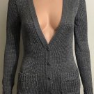 J.Crew Womens 100% Polyester V Neck Cardigan Gray Shimmer Sz XS