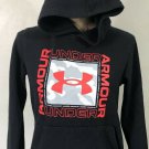 Under Amour Fleece Hoodie Pullover w/ logo Inscription Black Girls' Sz YLG