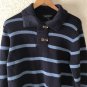 LRL Ralph Lauren Jean Co Tight Knit Striped Sweater Shawl Collar Brass Clasps L