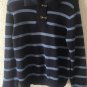 LRL Ralph Lauren Jean Co Tight Knit Striped Sweater Shawl Collar Brass Clasps L