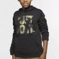 Nike Boys Black Camo Print Just Do It Graphic Print Hoodie Fleece Pullover L