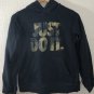 Nike Boys Black Camo Print Just Do It Graphic Print Hoodie Fleece Pullover L