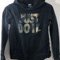Nike Boys Black Camo Print Just Do It Graphic Print Hoodie Fleece Pullover L