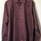 Banana Republic  Men's Button up French Curve L/S Maroon Striped Shirt Sz XL