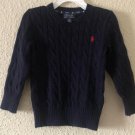 Polo Ralph Lauren Unisex Toddler Sweater Sz 2T Crew Neck Blue Cable Knit