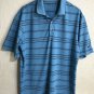 Nike Fit Dry Golf Blue Striped Short Sleeve Polo Shirt Men's Sz Large