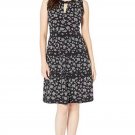 Michael Kors Womens Black Wildflower Mix Tier Dress Sz M