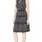 Michael Kors Womens Black Wildflower Mix Tier Dress Sz M