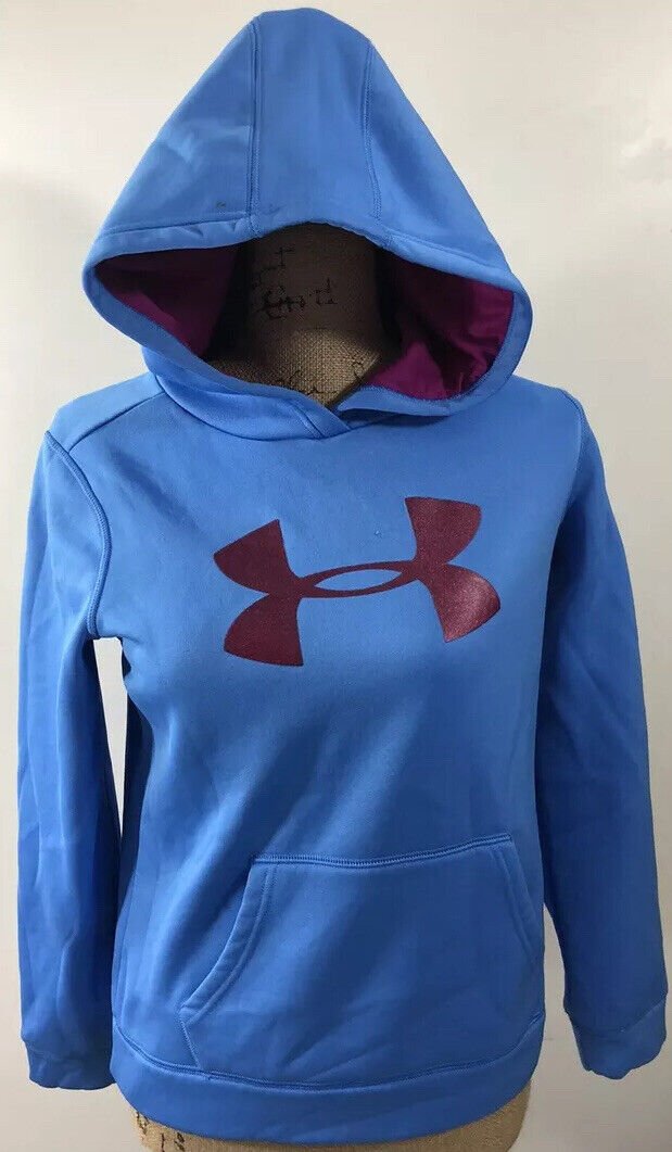 Under Armour Blue & Purple Hoodie Pullover Sweatshirt Youth Girl Sz XL
