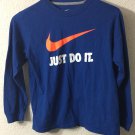 Nike Long Sleeve Boys Just Do It Graphic  Blue T-Shirt Size L