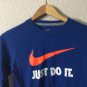 Nike Long Sleeve Boys Just Do It Graphic  Blue T-Shirt Size L