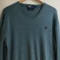 Polo Ralph Lauren Men&acirc;��s Blue Pima Cotton V-neck L/S Pullover Sweater Sz L